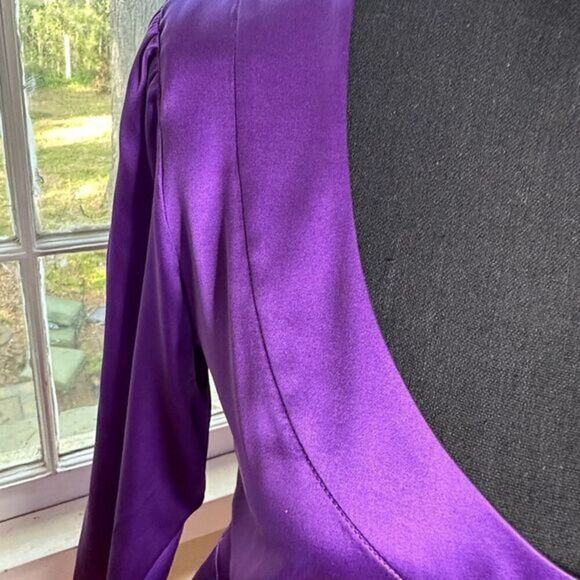 Etro pure luxury royal purple silk blouse size 44 made in Italy very soft, EUC - Picture 6 of 12